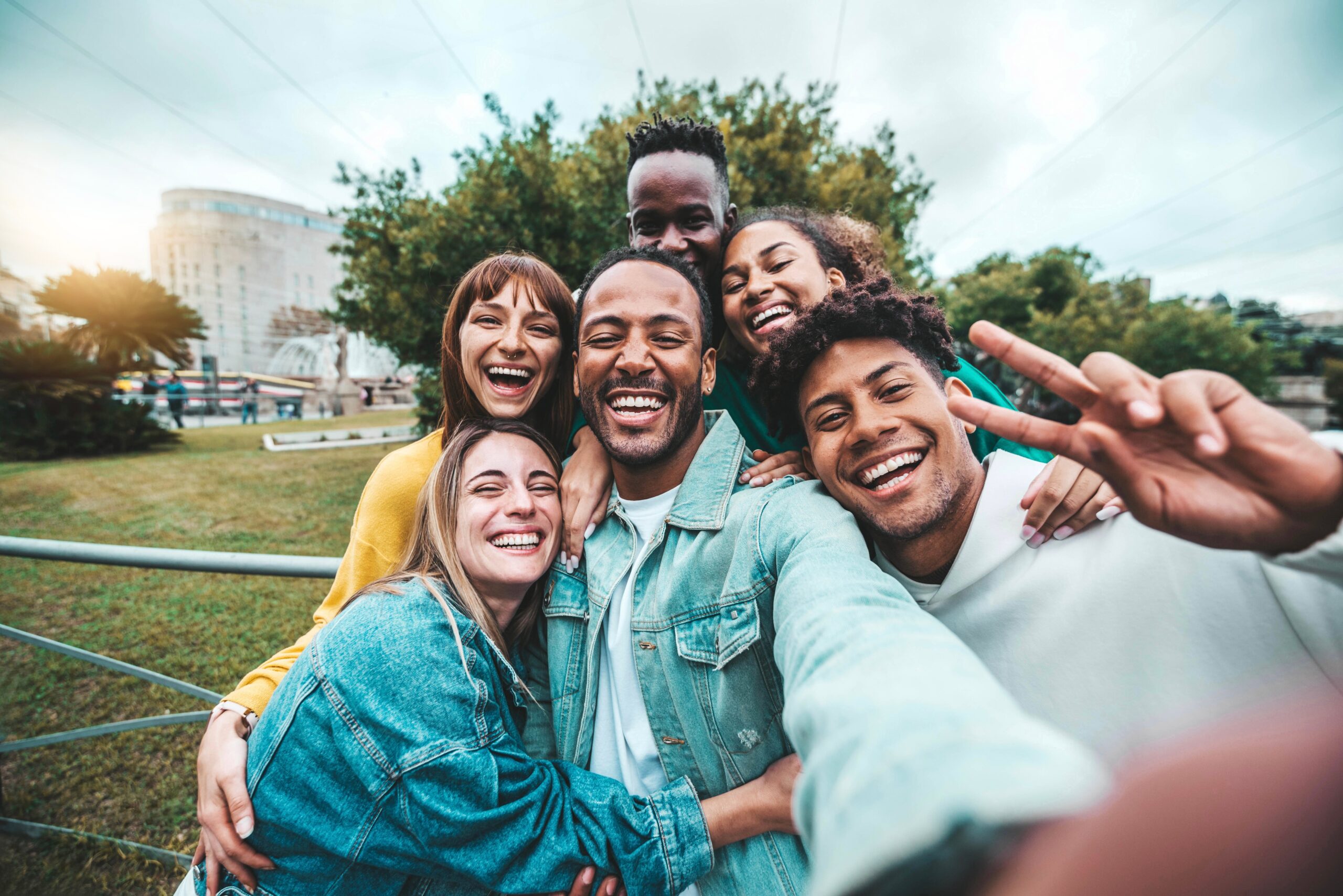 Multicultural,Friends,Taking,Selfie,Picture,Outside, ,Happy,Young,People